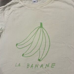 Clare V Kids Cream Tee with Green Banana Design